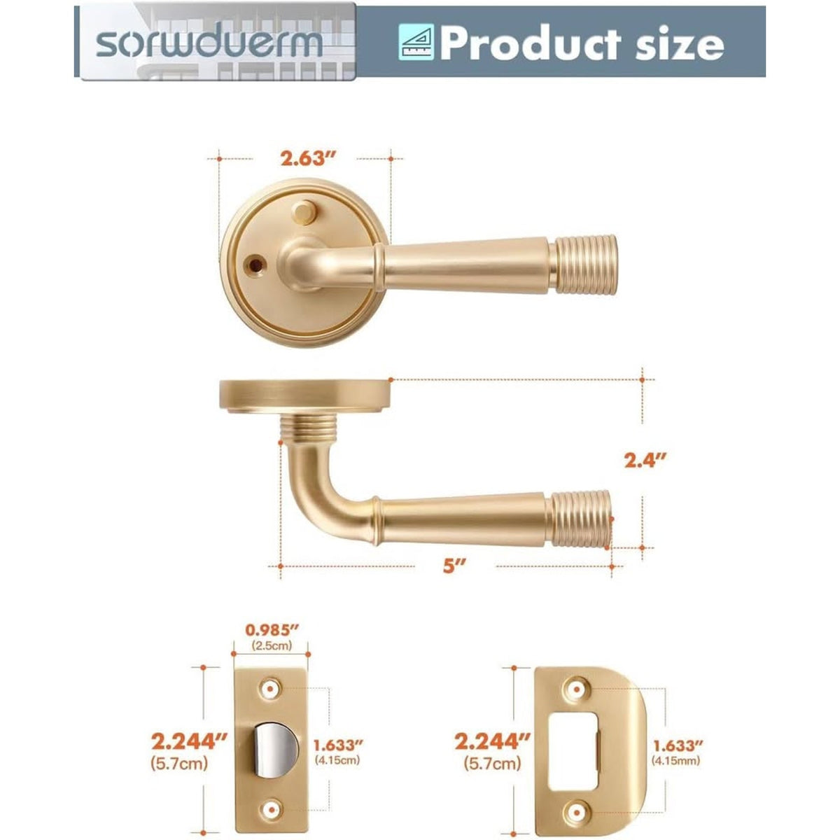 1 Pack Gold Door Lever Privacy Door Levers Satin Brass Door Lever Interior Brush