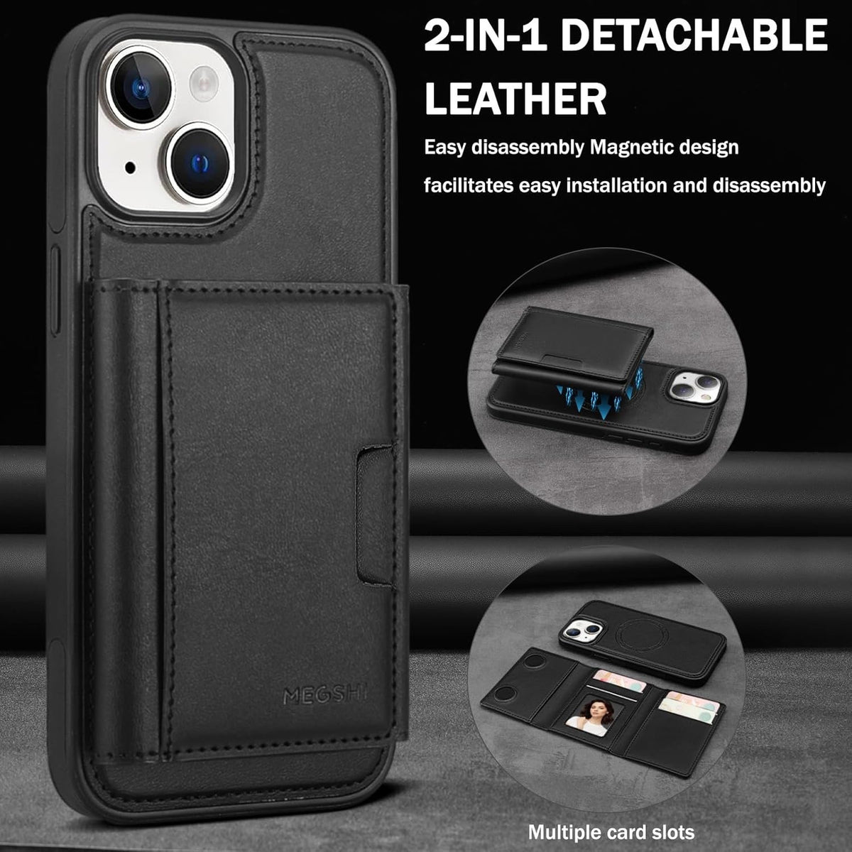 Godzoen For IPhone 14 Wallet Case, 2-In-1 Detachable Phone Case, Card HolderRFID