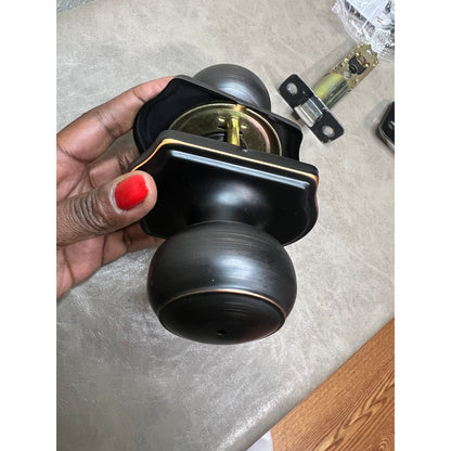 NCSEN Camelot Coastal Privacy Door Knob With Trim - Oil Rubbed Bronze