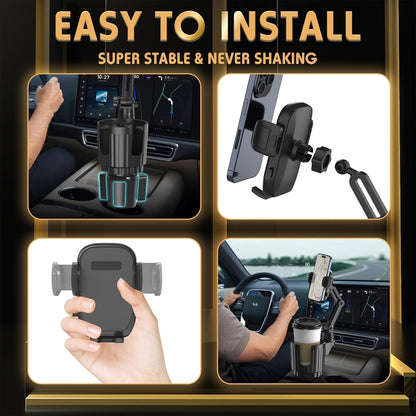Phone Holders For Your Car, 2 In 1 Universal Cup Holder ExpanderAdjustable-Black
