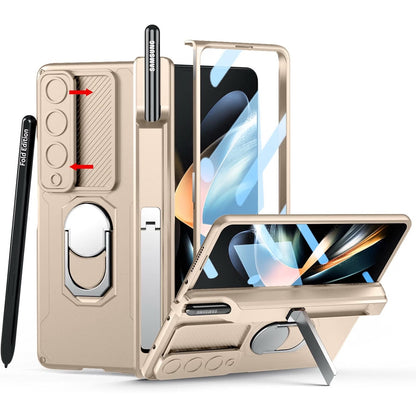 Libeagle Compatible With Samsung Galaxy Z Fold 4 Case Heavy Duty Protective-Gold