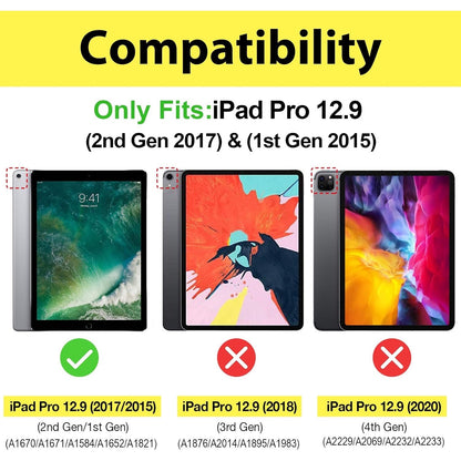 ProCase Keyboard Case For IPad Pro 12.9" 2017/2015 Old Model With Built-I –Black