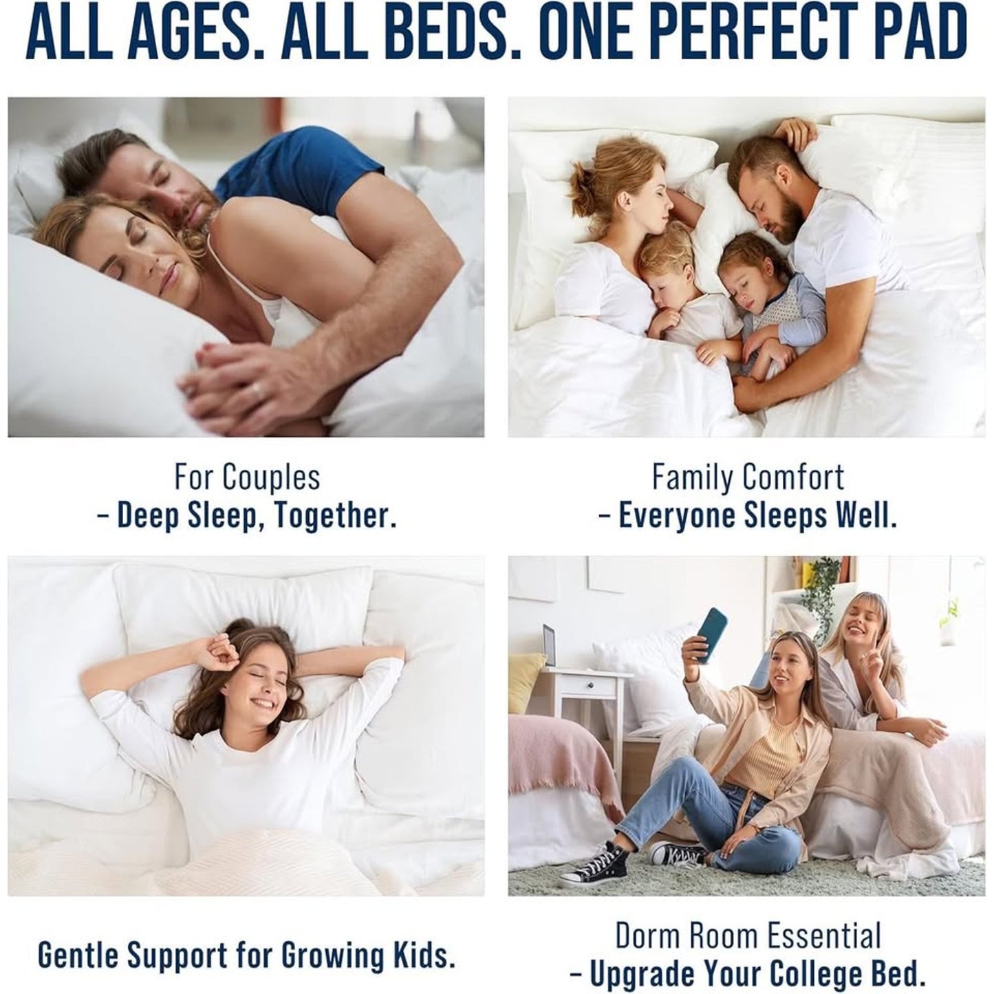 OLANLY Full Quilted Fitted Mattress Pad, Elastic Fitted Mattress Topper-White