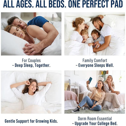 OLANLY Full Quilted Fitted Mattress Pad, Elastic Fitted Mattress Topper-White