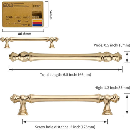 Cabinet Pulls 5 Inch(128mm) Hole Center Cabinet Hardware Gold Kitchen Cabinet Handles For Bathroom Drawer Pulls Dresser Pulls ZH0014-Gold.