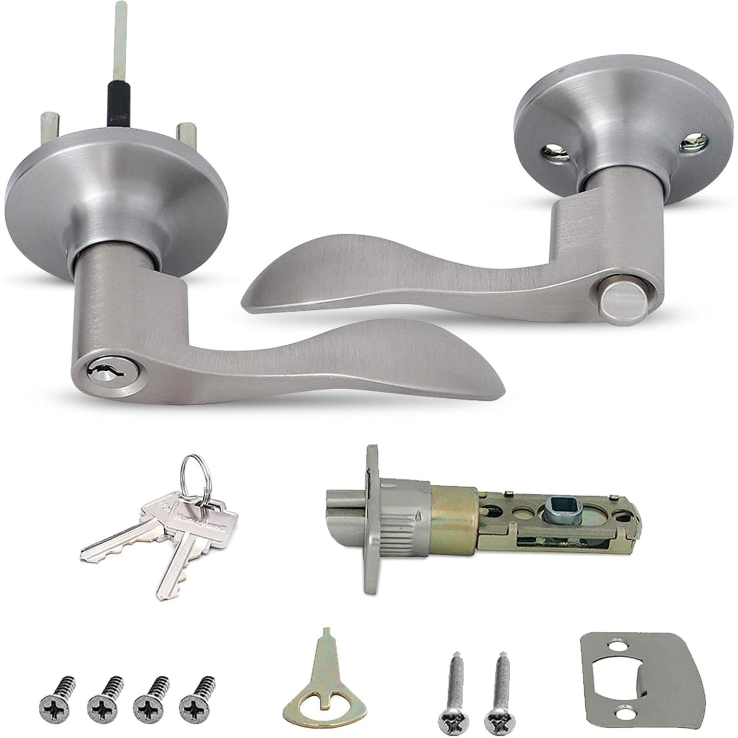 Honeywell Safes & Door Locks - Interior & Exterior Wave Lever Door -Satin Nickel