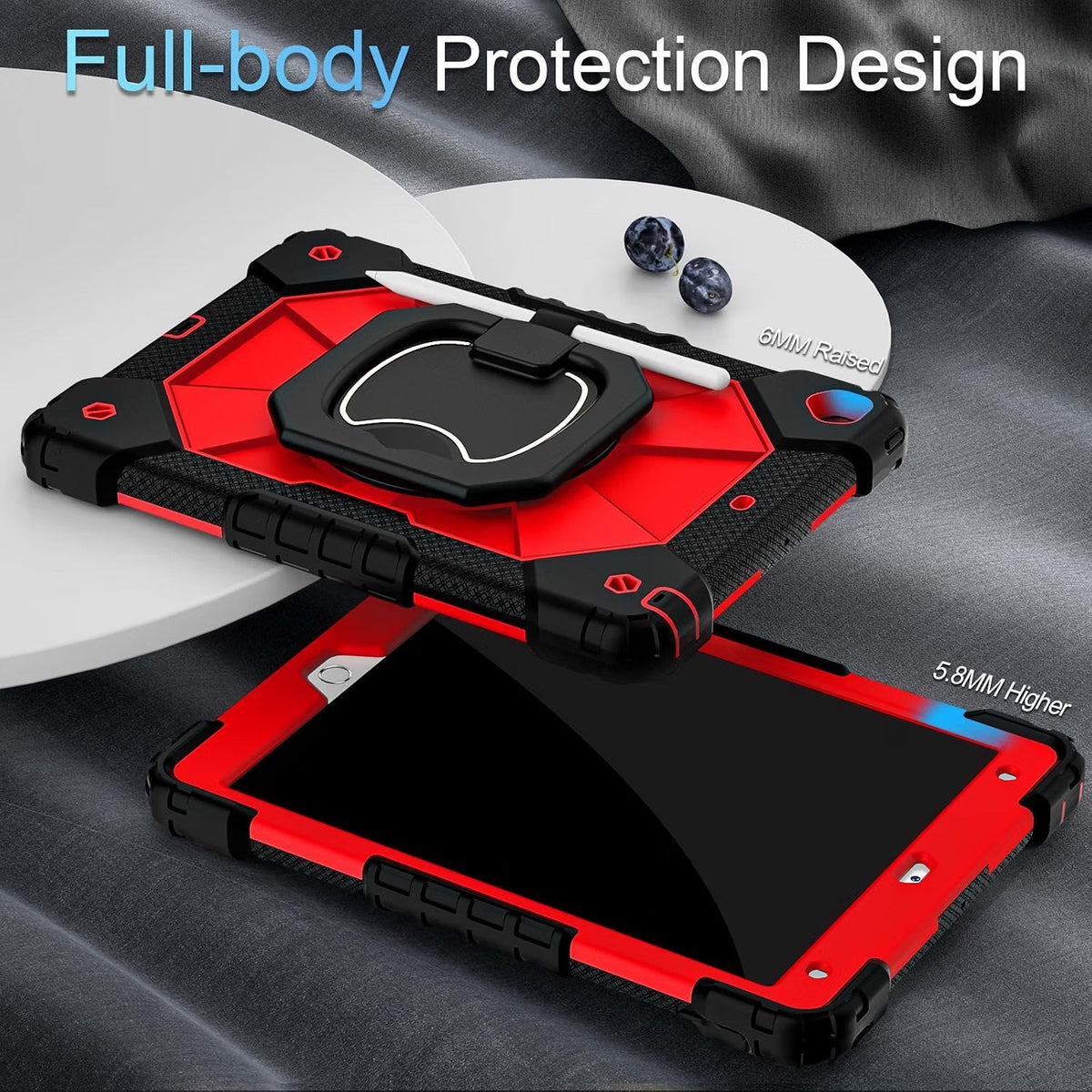 Scnioy Case For IPad 9th Generation IPad Case 9th 8th 7th Gen, Black Red