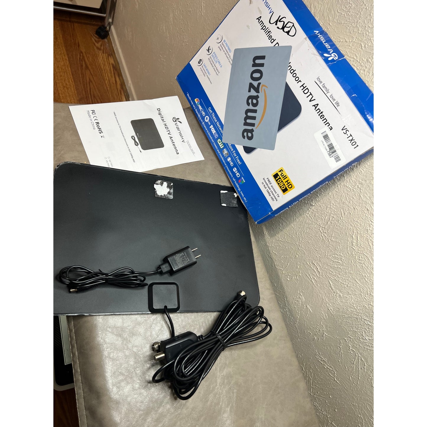TV Antenna Indoor, Digital Amplified Indoor HDTV Antenna, 1080p VHF UHF TV