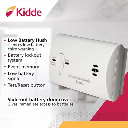 Kidde Carbon Monoxide Detector, Battery Powered CO Alarm With LEDs, Test-Reset