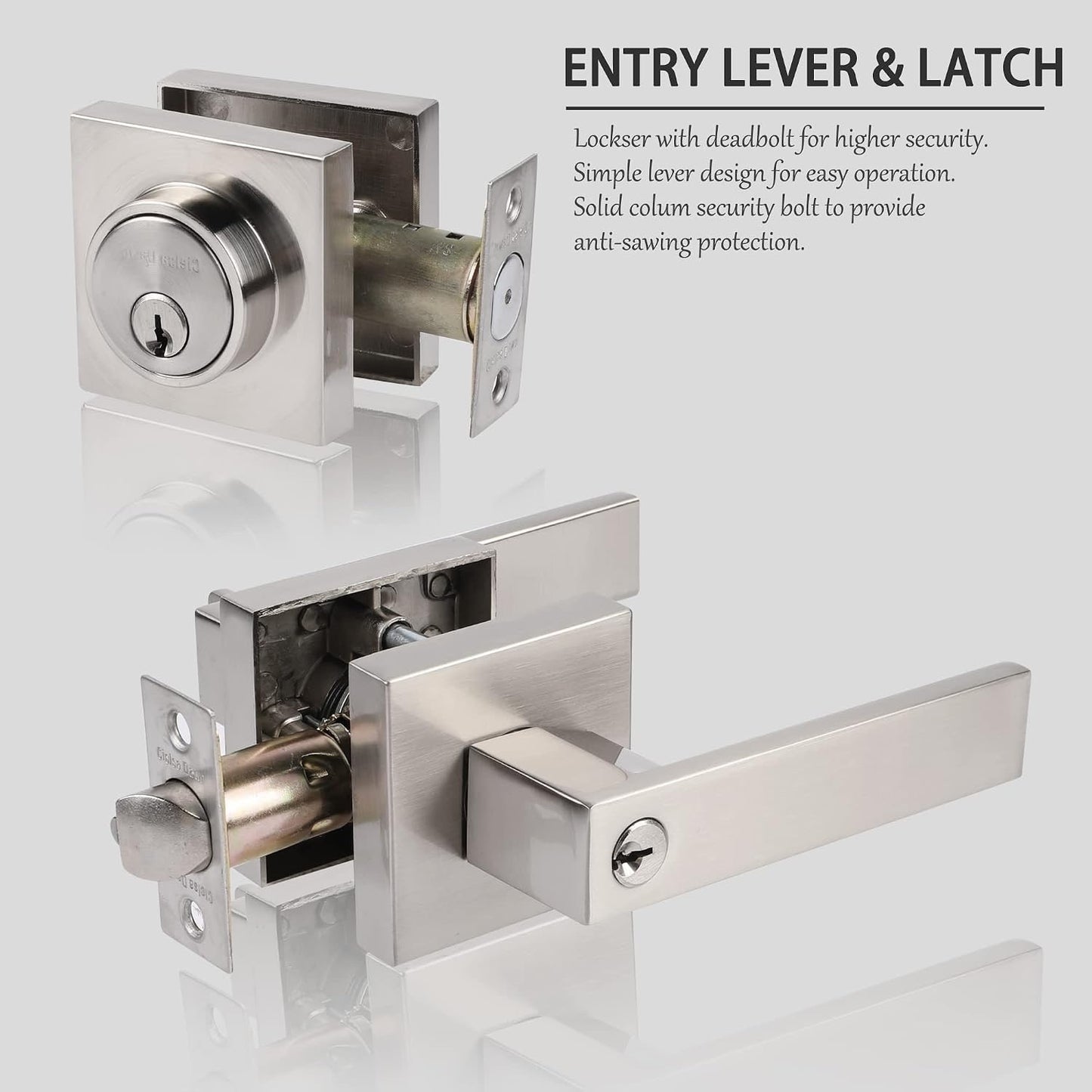 Cielsa Dawn Heavy Duty Key Lock Combination Lockset, Satin Nickel 2PACK-SET