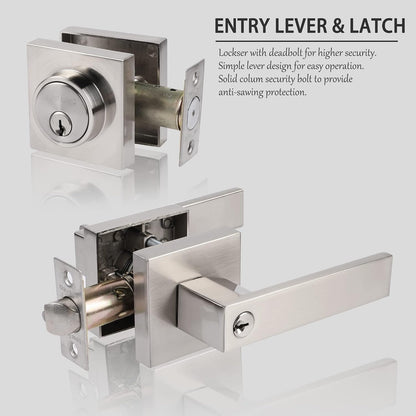 Cielsa Dawn Heavy Duty Key Lock Combination Lockset, Satin Nickel 2PACK-SET