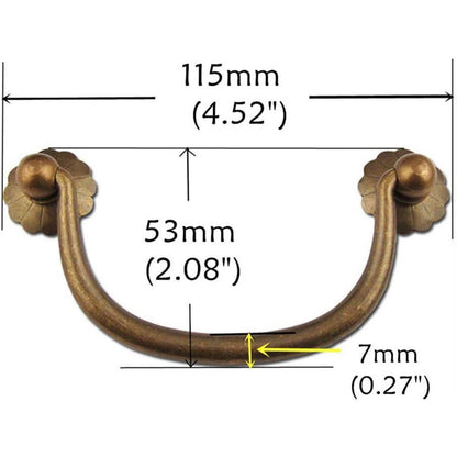 Txinmin 10 Pack Traditional Bail Cabinet Hardware Handle Pull Antique Brass