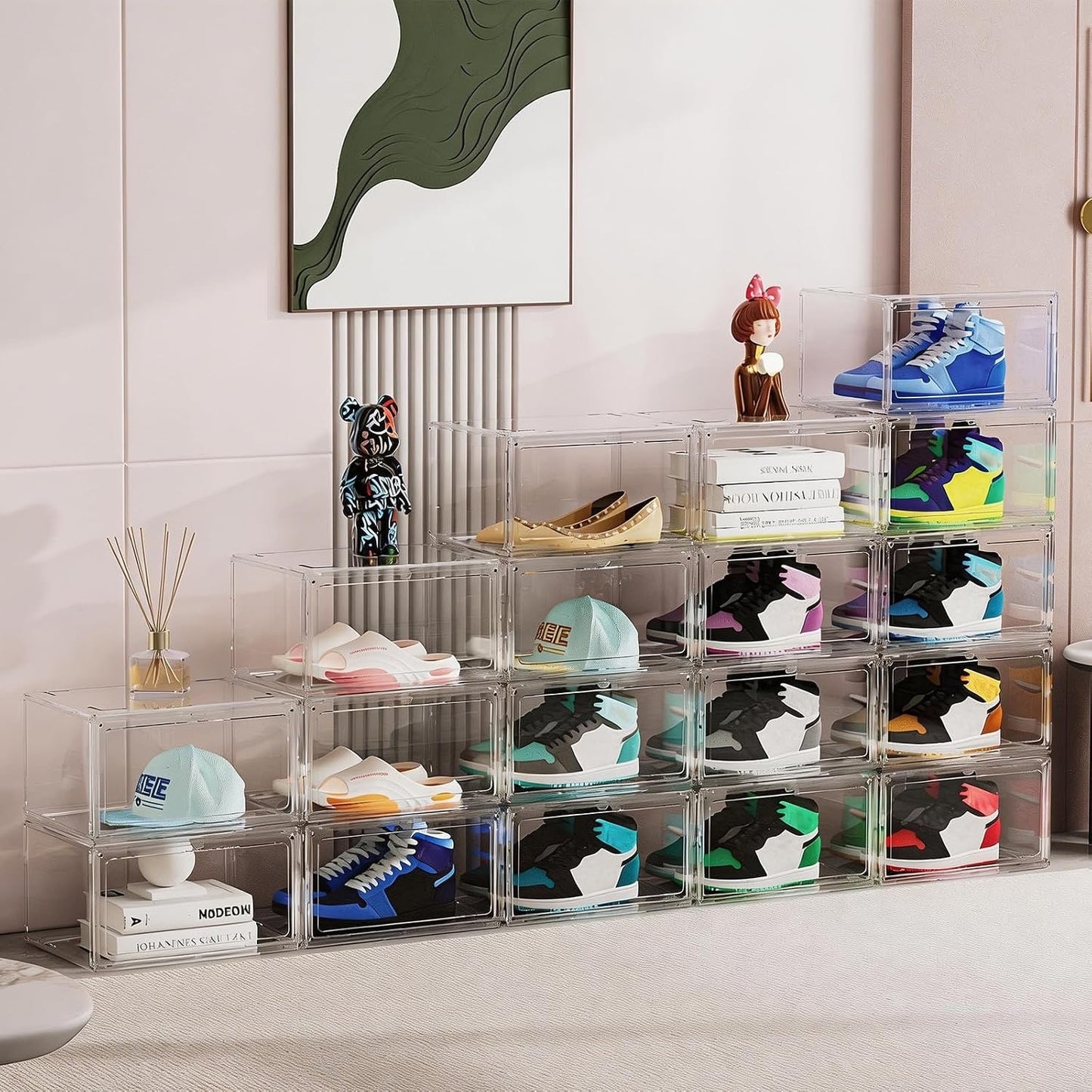 HIYOHIYO Acrylic Clear Shoe Storage Boxes Stackable For High-En-Size 14 (1-Pack)