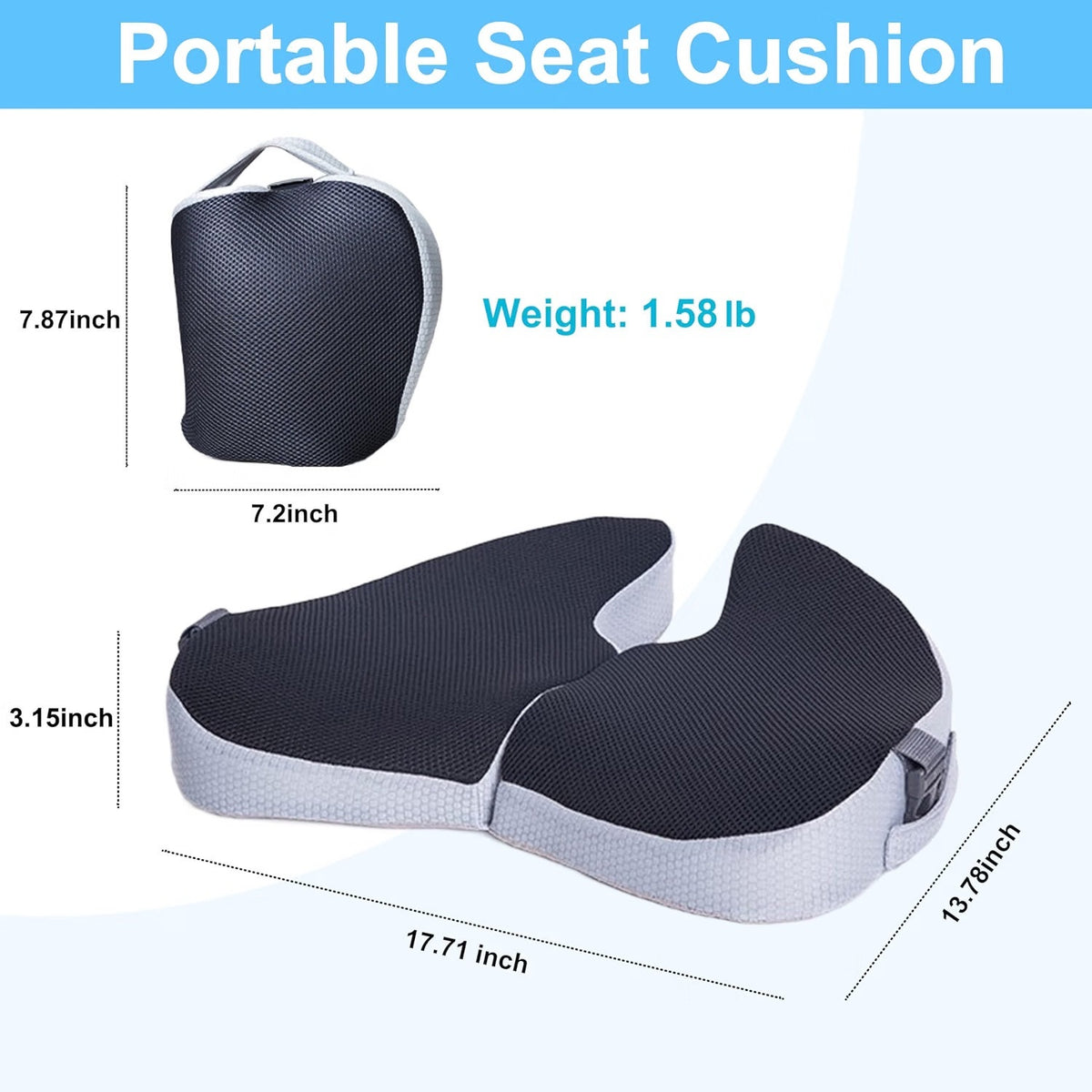 Travel Seat Cushion For Airplane, Small Foldable Hemorrhoid Pillow