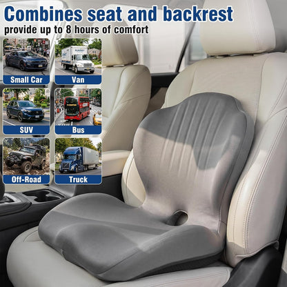 Car Seat Cushion Office Chair Cushion with Lumbar Support Pillow-GRAY