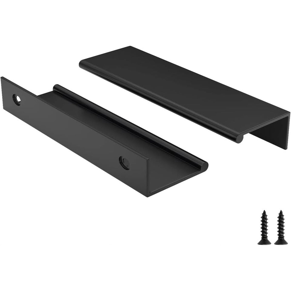 Rergy 10 Pack Black Cabinet Pulls 5 Inch Edge Finger Pull Aluminum Alloy-Black