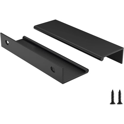 Rergy 10 Pack Black Cabinet Pulls 5 Inch Edge Finger Pull Aluminum Alloy-Black