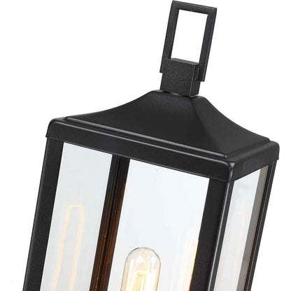 Faymart Lighting 21.3 Inch Outdoor Lamp Post Light Fixture Dusk To Dawn - Residential Sidewalk Lamp Post Sconce Dusk To Dawn Outside Pole Lantern For House Outdoor Column Light, E26 - Black
