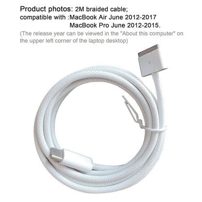 60W USB C To Magnetic2 Nylon Braided Cable,White 6.6ft Fast Charging Cable?Compa