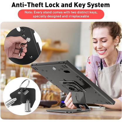 AboveTEK Anti-Theft Tablet Stand – IPad Locking & Security Stand, Countertop & Wall Mount POS Stand, 360° Swivel Kiosk Stand For IPad/IPad Air/IPad Pro – Ideal For Retail Business (Black).