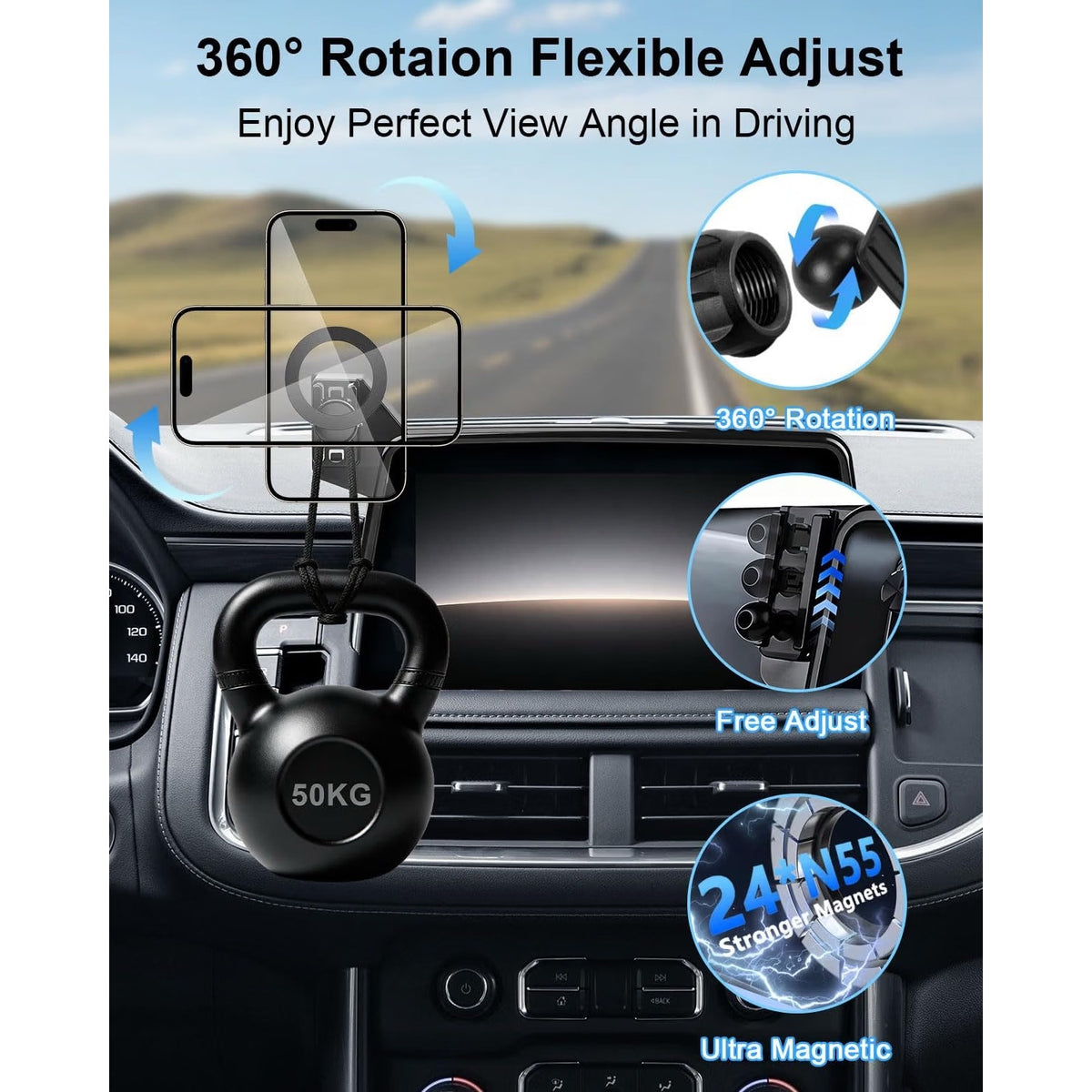 PZK Car Phone Mount For 2021-2024 Chevy Tahoe/Suburban/GMC Yukon.