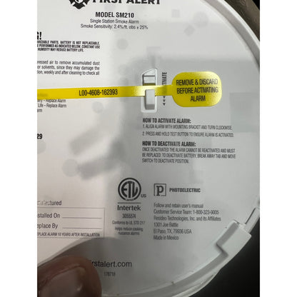 First Alert 10-Year Battery Smoke Alarm Slim Profile SM210