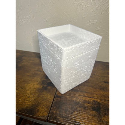 Hymmah Tray Tissue Box Cover Holder Unique Cube Design Tissue Dispenser-White