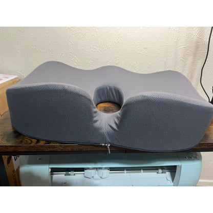 TushGuard Ergonomic Seat Cushion With Coccyx Cutout - 4-Zone Structure Office Chair Cushions For Tailbone Pressure Relief, Non-Slip Chair Pad With Washable Cover For Car, Office, Wheelchair, Grey