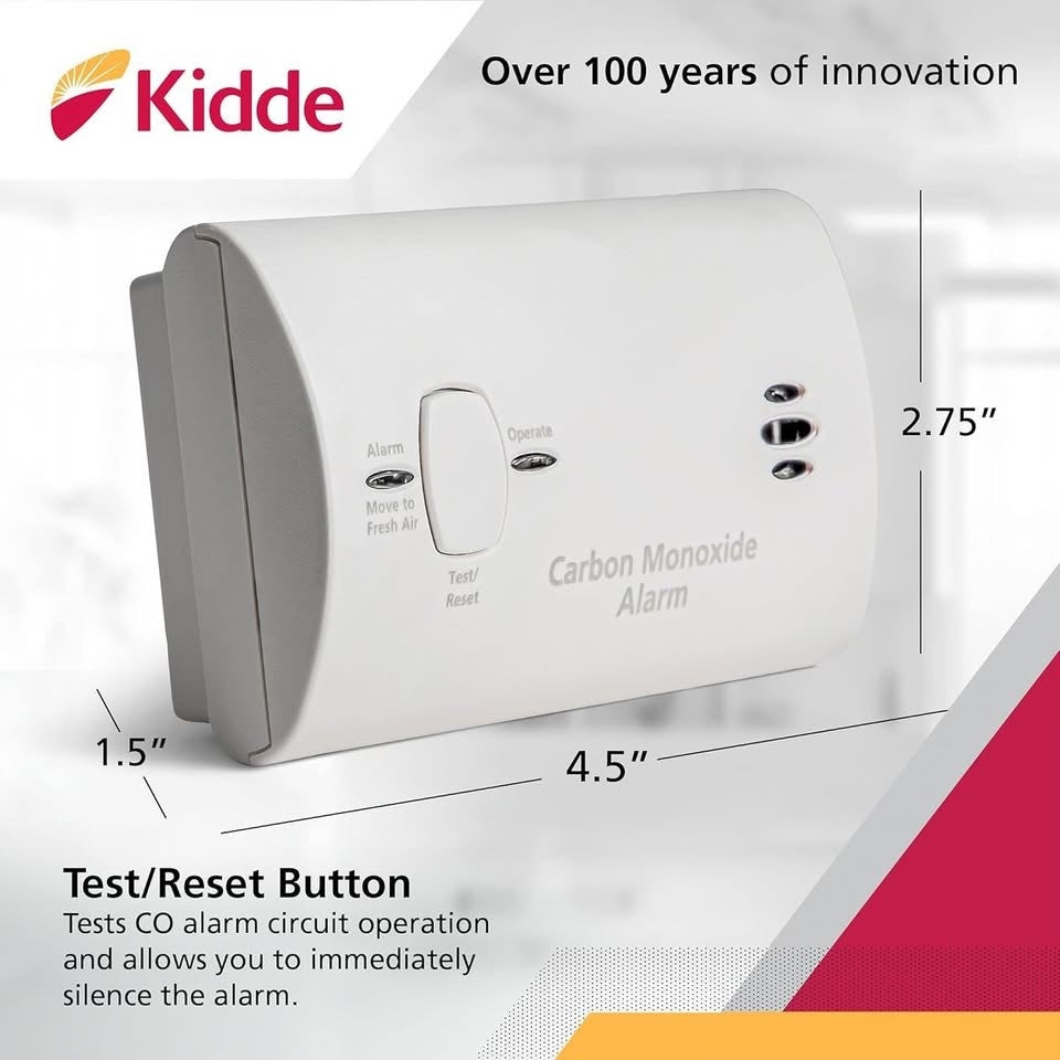 Kidde Carbon Monoxide Detector, Battery Powered CO Alarm With LEDs, Test-Reset