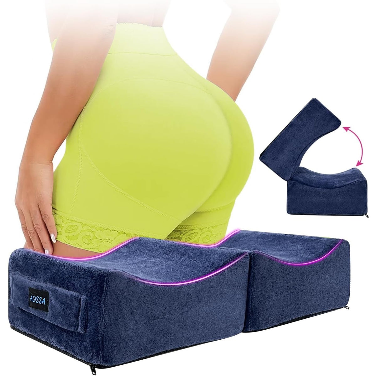 AOSSA BBL Pillow Brazilian Butt Lift Pillow After Surgery Seat Cushion (Blue)