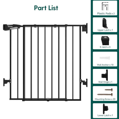 Babelio Baby Gate for Stairs, Kitchen & Doorways, No Bottom Bar| One-Handed