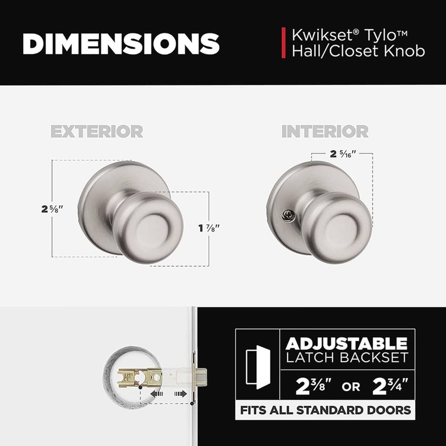 Kwikset Tylo Interior Passage Door Knob, Handle For Closet And Hallway Doors, Non-Locking Doorknob In Satin Nickel, With Microban Protection, 1 Count (Pack Of 1).