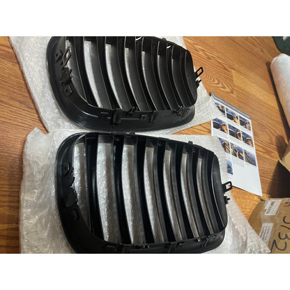 X AUTOHAUX Pair Car Front Grille Matte Black ABS Plastic Hood Kidney-Matte Black