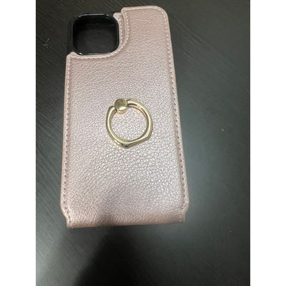 Folosu Compatible with iPhone 13 Case Wallet with Card Holder, 360°Rot Rose Gold
