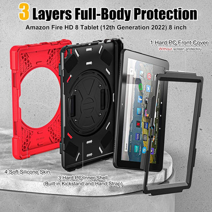 Case For Amazon Fire HD 8 Tablet Case (12th Gen 2024/2022) 8" - Red