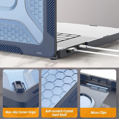 SEYMAC Stock Case For MacBook Pro 16 Inch, Shock-Absorbing Protection With Folding Stand &Mouse Pad Case For MacBook Pro 16 Inch, Blue