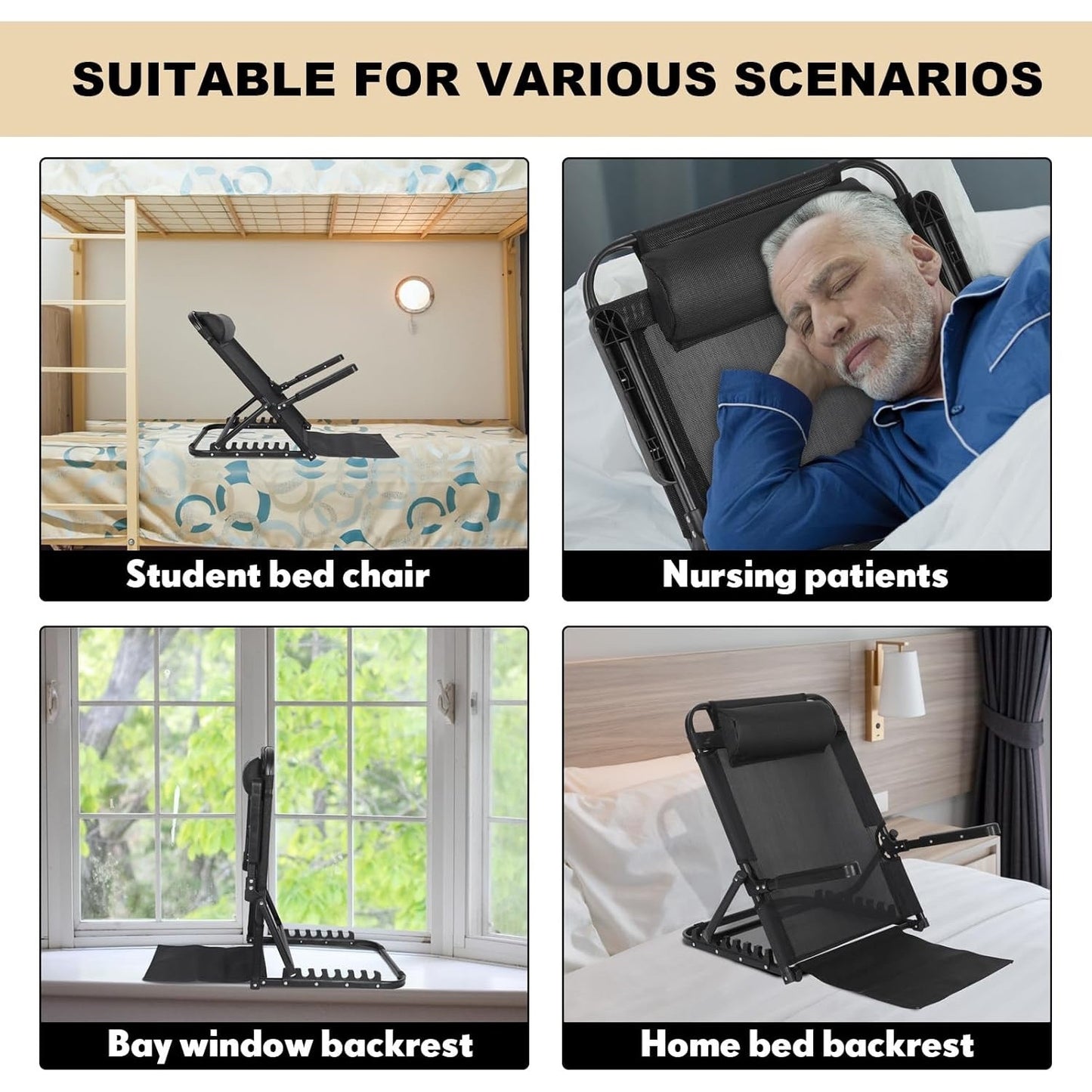 GlikCeil Adjustable Lifting Bed Backrest With Armrest Large Folding Bed Rest