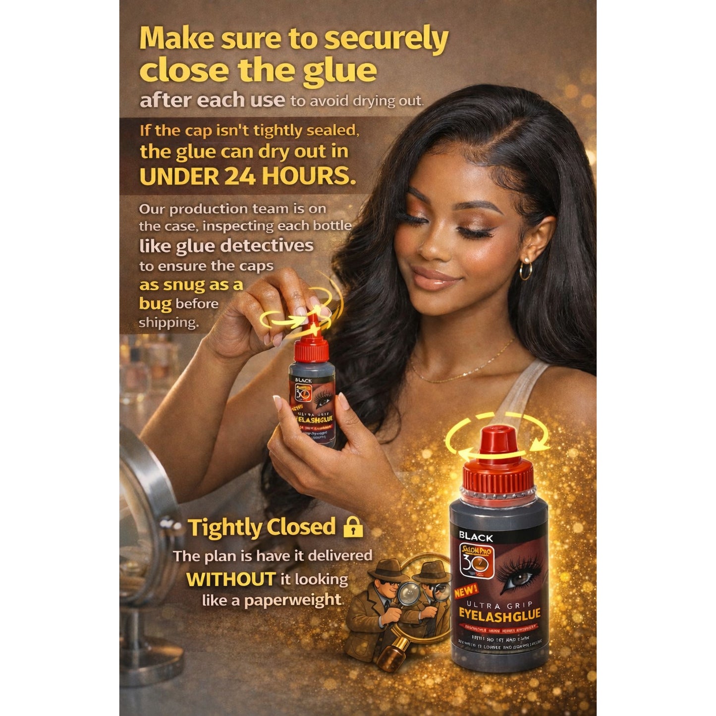 Salon Pro 30 Second Eyelash Glue 12 Bottles for Strip Lashes 1 Fl. oz ea (Black)