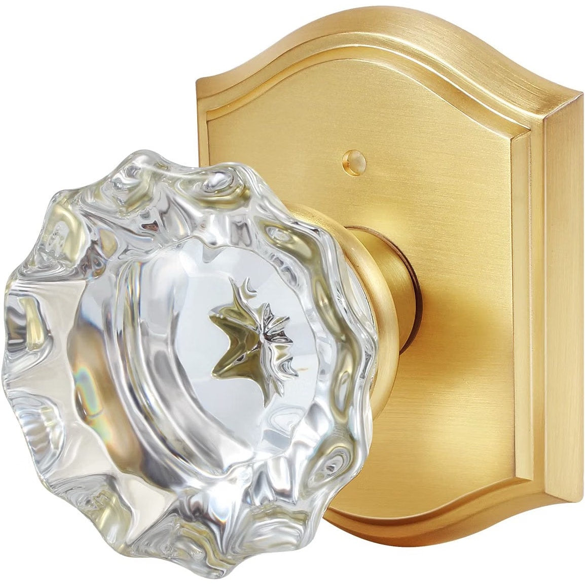 Premium Glass Door Knobs, Bathroom Bedroom Door Knobs with LocPrivacySatin Brass