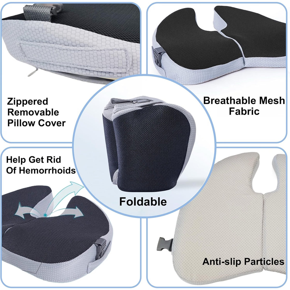 Travel Seat Cushion For Airplane, Small Foldable Hemorrhoid Pillow