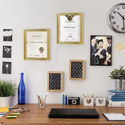 Memory Island 8.5x11 Diploma Document Frames,Real Glass Fronts, 4 Pack GOLD