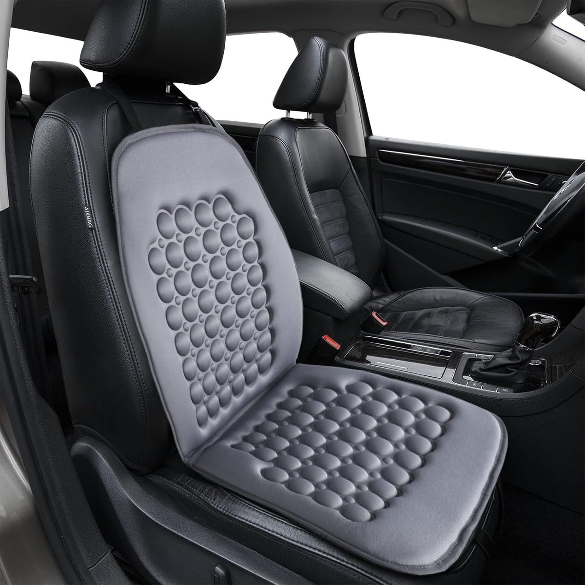FREMONT AUTO Car Seat Cover Breathable Seat Protector- Made With Premium Polyester Fiber And Massage Magnet Bubble Cushion -Adjustable For Cars Truck SUV Vans, Airbag Compatible (Gray 1PC).