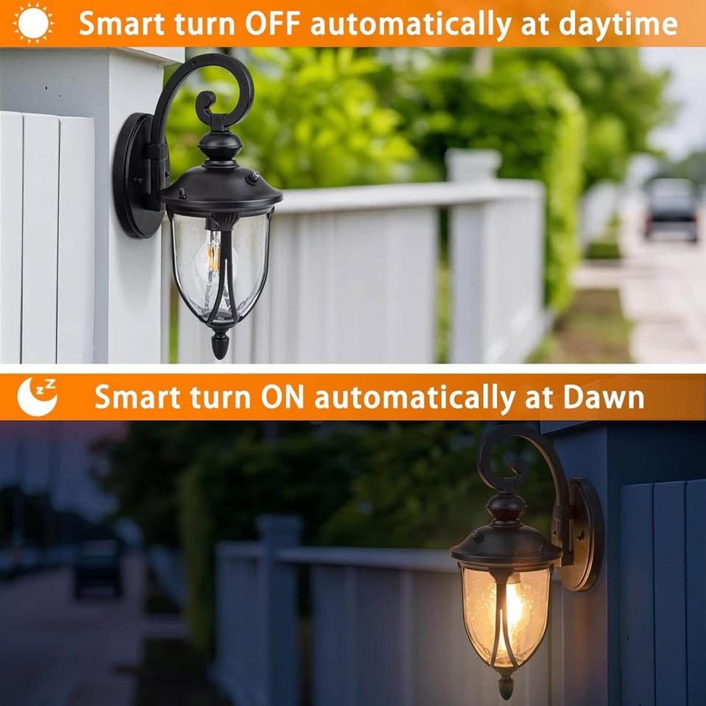 JYZ Dusk To Dawn Outdoor Wall Lantern, 20 Inch Large Exterior Wall Sconce Black