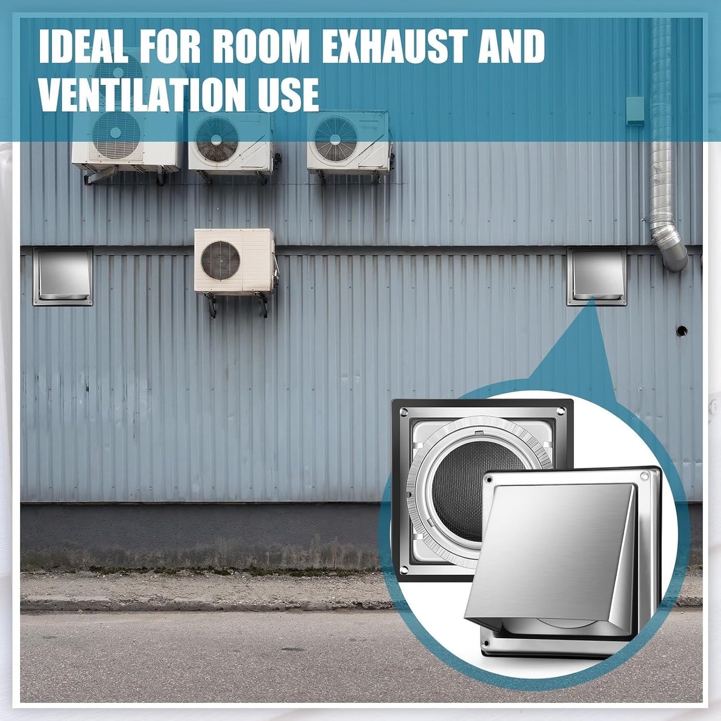 Gisafai 6 Inch Dryer Vent Cover Outdoor With Stainless Steel Screen Silver