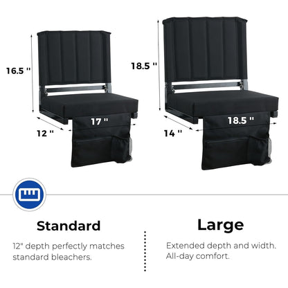SPORT BEATS Stadium Seats With Back Support Bleacher Chairs-Black 2pcs Standard