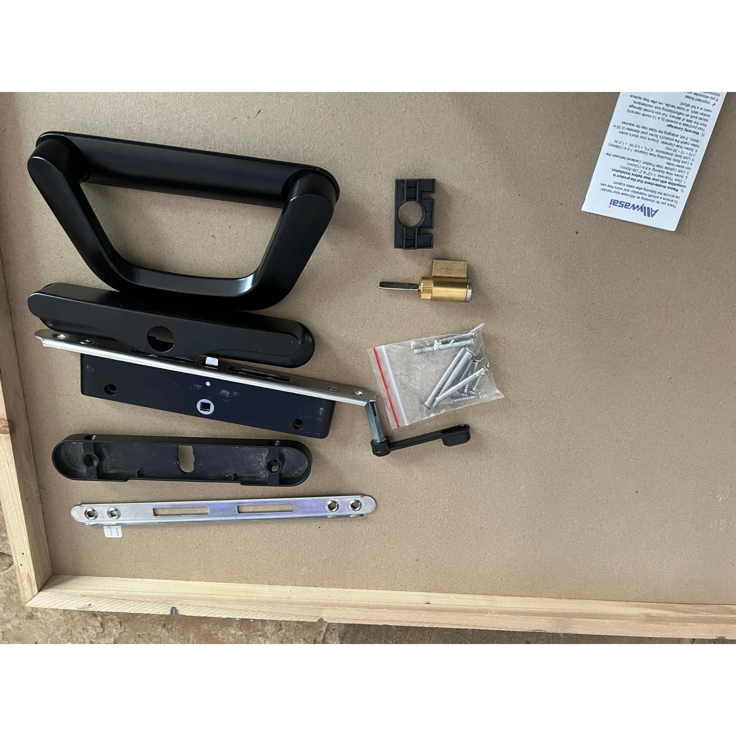 ALLYWASAI Sliding Patio Door Handle Set With Mortise Lock, Suitable For Sliding Glass Patio Door Thickness From 1.5in To 2in, 4-15/16" Screw Holes, Need To Drill, Reversible Design, Keyed, Black