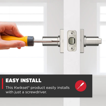 Kwikset Casey Interior Privacy Door Handle With Lock, Door Lever For Bathroom And Bedroom, Satin Nickel Reversible Keyless Turn Lock, With Microban Protection.