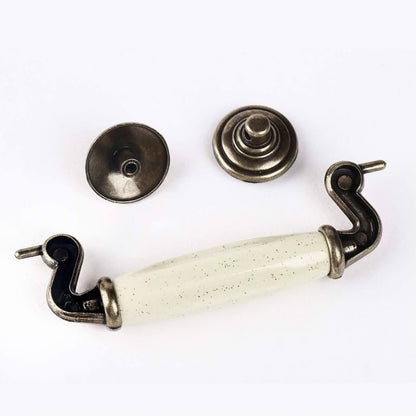 MuDuJia 4 Pack 4 1/2" Drop Handle Ceramic Drawer Pull Antique Bronze Dresser