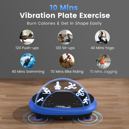 HVX Vibration Plate Exercise Machine for Lymphatic Drainage, Vibrating-Blue