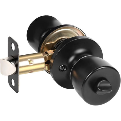 HOSOM Privacy Door Knob With Lock, Matte Black Door Knob Set Door Handles-Black